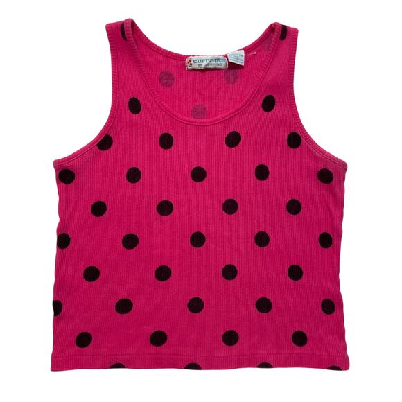 VTG Y2K 00's Currants By Jeri-Jo Pink Black Polka Dot Tank Top L - Picture 1 of 3
